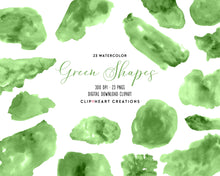 Load image into Gallery viewer, Green Watercolor Shapes Clip Art