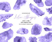 Load image into Gallery viewer, Lilac Watercolor Shapes Clip Art