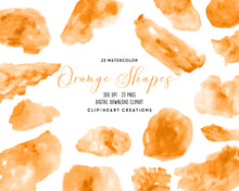 Load image into Gallery viewer, Orange Watercolor Shapes Clip Art