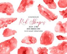 Load image into Gallery viewer, Red Watercolor Shapes Clip Art
