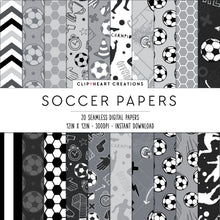 Load image into Gallery viewer, Black Soccer Seamless Digital Papers