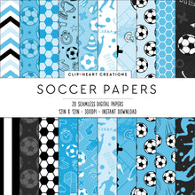 Load image into Gallery viewer, Blue Soccer Seamless Digital Papers