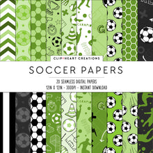Load image into Gallery viewer, Green Soccer Seamless Digital Papers
