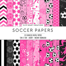 Load image into Gallery viewer, Hot Pink Soccer Seamless Digital Papers