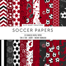Load image into Gallery viewer, Red Soccer Seamless Digital Papers