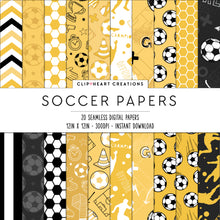 Load image into Gallery viewer, Yellow Soccer Seamless Digital Papers