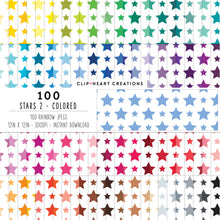 Load image into Gallery viewer, 100 Stars Pattern Digital Papers (Color)