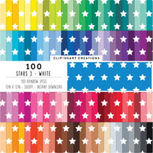 Load image into Gallery viewer, 100 Stars Pattern Digital Papers (White)