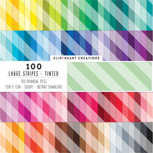 Load image into Gallery viewer, 100 Large Diagonal Stripes Pattern Digital Papers (Tinted)