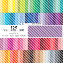 Load image into Gallery viewer, 100 Small Diagonal Stripes Pattern Digital Papers (Tinted)