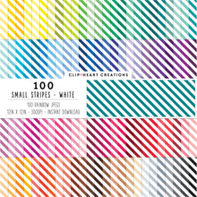 Load image into Gallery viewer, 100 Small Diagonal Stripes Pattern Digital Papers (White)