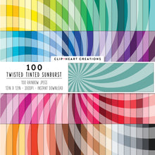 Load image into Gallery viewer, 100 Twisted Sunburst Digital Papers (Tinted)