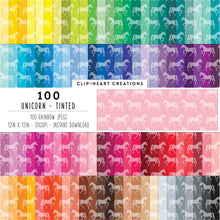 Load image into Gallery viewer, 100 Unicorn Pattern Digital Papers (Tinted)