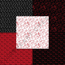 Load image into Gallery viewer, Valentines Day Black and Red Digital Papers