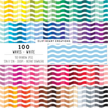 Load image into Gallery viewer, 100 Waves Pattern Digital Papers (White)