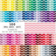 Load image into Gallery viewer, 100 Small Waves Pattern Digital Papers (White)