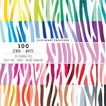 Load image into Gallery viewer, 100 Zebra Print Pattern Digital Papers (White)