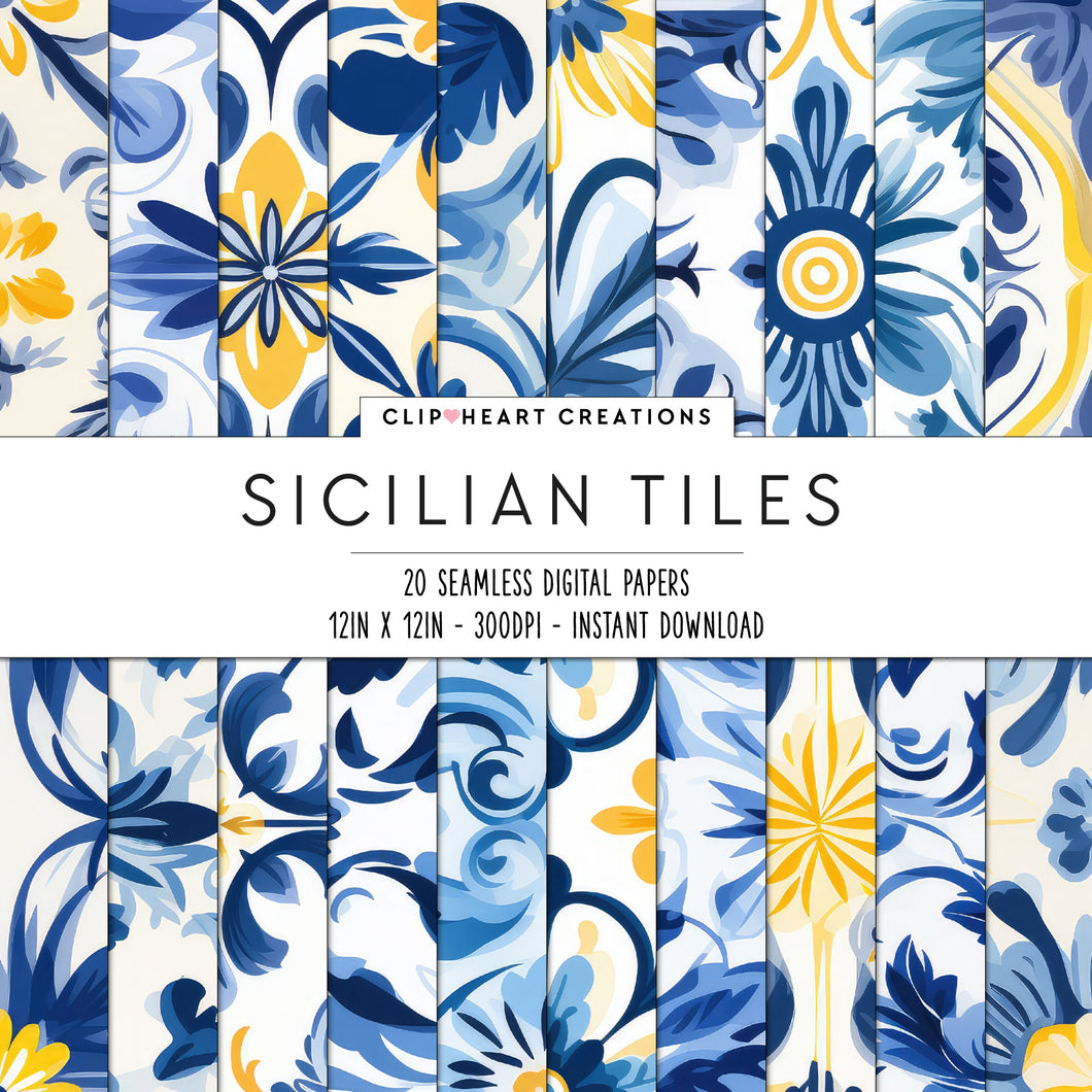 Sicilian Tile Digital Papers