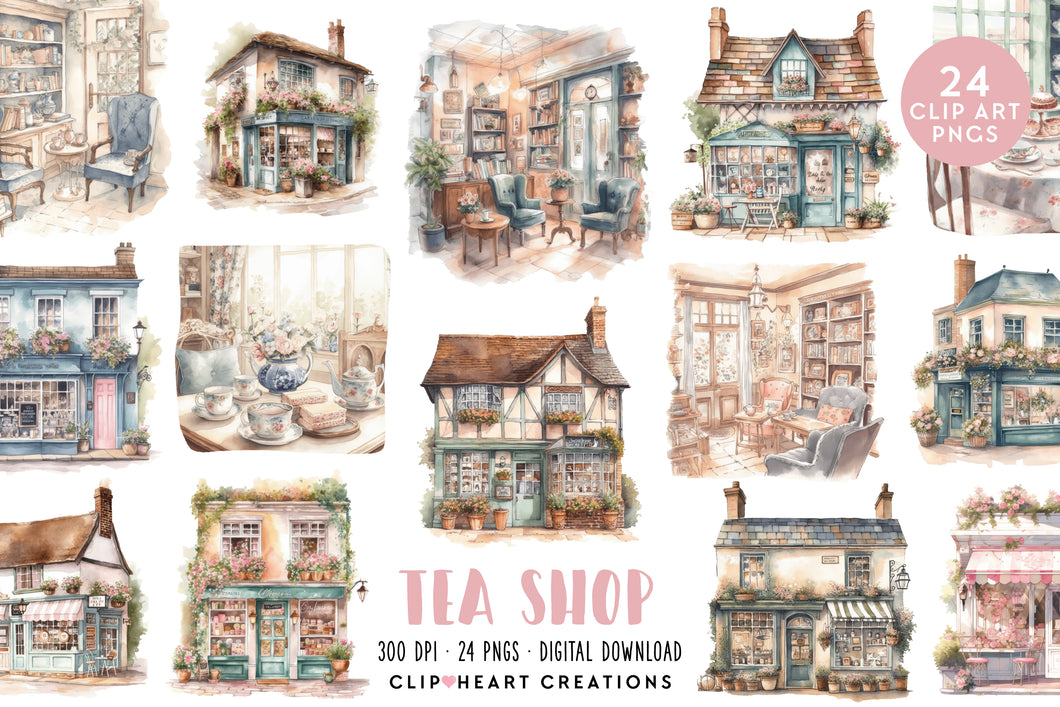 Tea Shop Watercolor Clipart Set