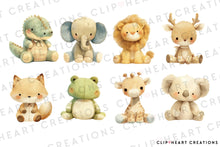 Load image into Gallery viewer, Watercolor Animal Plushies Clip Art
