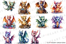 Load image into Gallery viewer, Baby Dragon Clipart Collection
