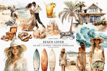 Load image into Gallery viewer, Watercolor Beach Lover Clip Art
