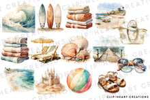 Load image into Gallery viewer, Watercolor Beach Lover Clip Art
