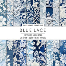 Load image into Gallery viewer, Blue Lace Seamless Digital Papers
