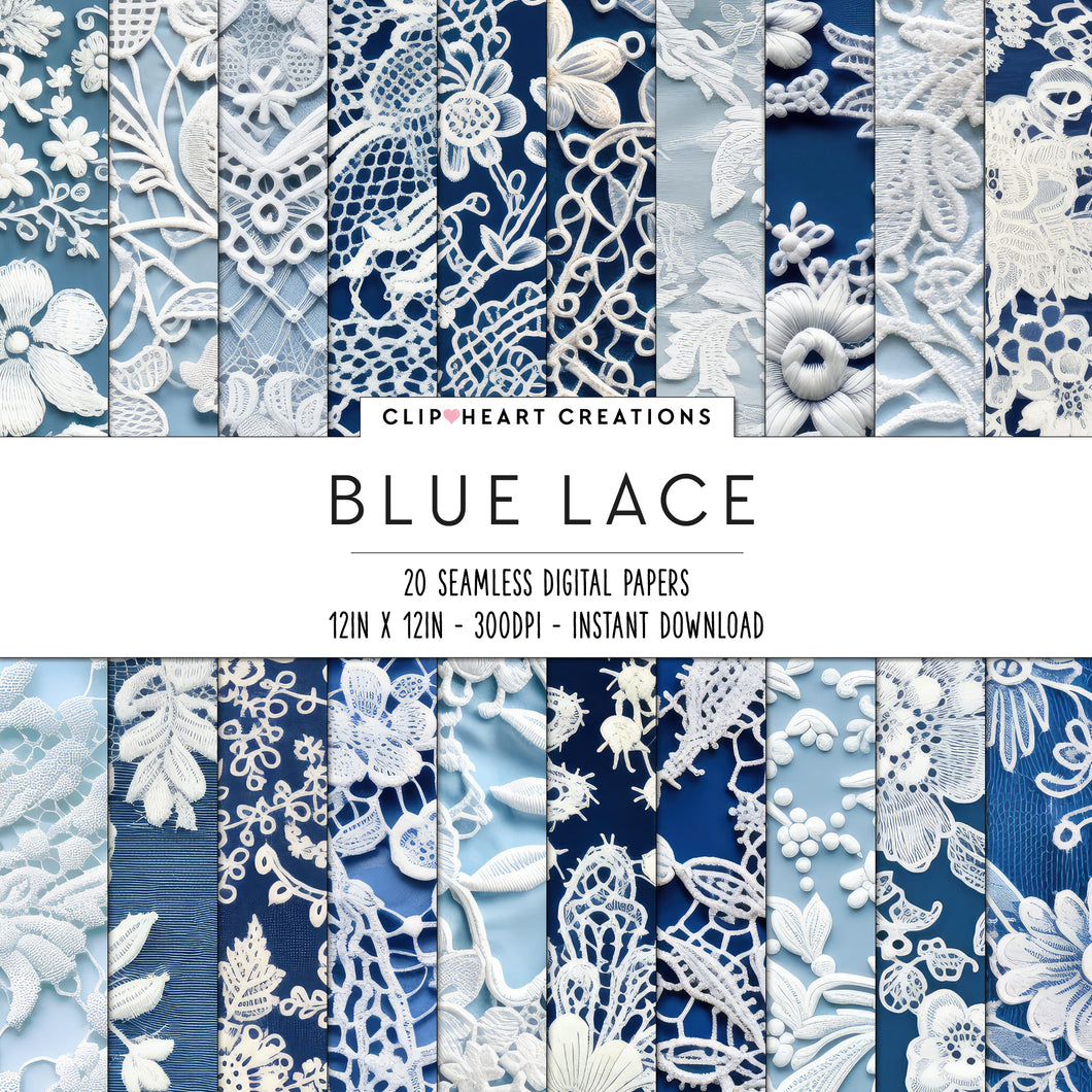 Blue Lace Seamless Digital Papers