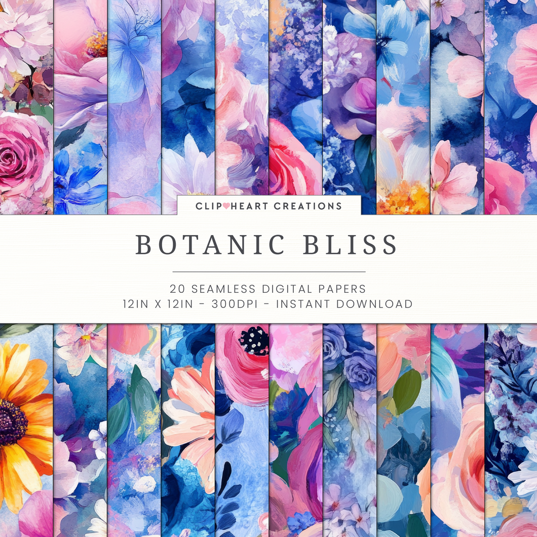 Botanic Blooms Seamless Digital Papers