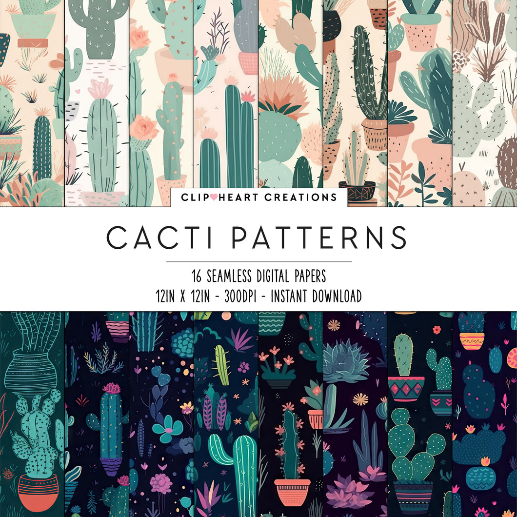 Cacti Pattern Digital Papers