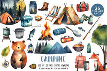 Load image into Gallery viewer, Camping Watercolor Clipart
