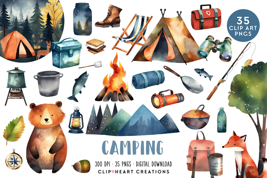 Camping Watercolor Clipart