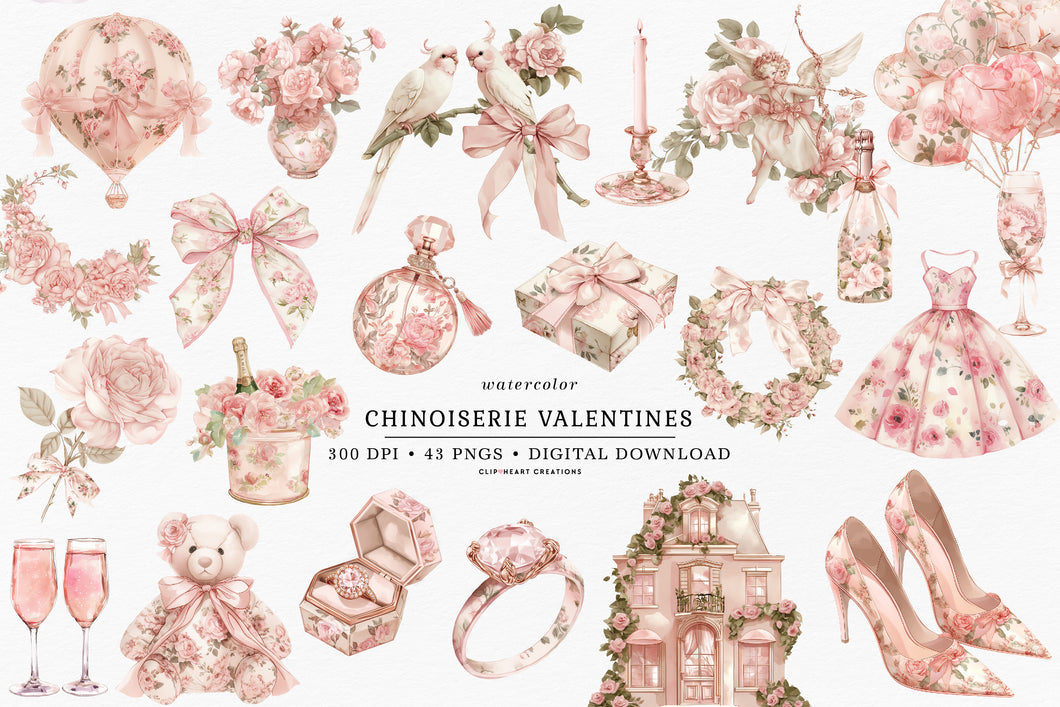 Chinoiserie Valentines Clip Art