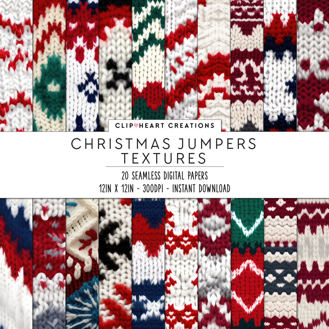 Christmas Jumper Textures Seamless Digital Papers