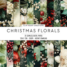 Load image into Gallery viewer, Christmas Florals Seamless Digital Papers
