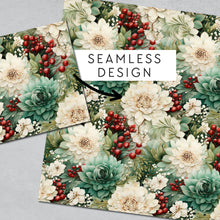 Load image into Gallery viewer, Christmas Florals Seamless Digital Papers
