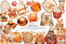 Load image into Gallery viewer, Watercolor Cozy Fall Clip Art
