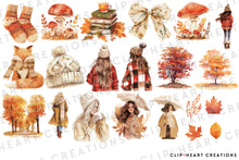 Load image into Gallery viewer, Watercolor Cozy Fall Clip Art
