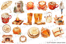 Load image into Gallery viewer, Watercolor Cozy Fall Clip Art
