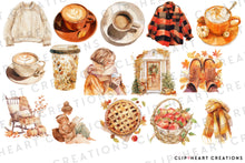 Load image into Gallery viewer, Watercolor Cozy Fall Clip Art
