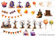 Load image into Gallery viewer, Watercolor Cute Halloween Clip Art
