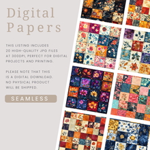 Load image into Gallery viewer, Dark Quilt Seamless Digital Papers
