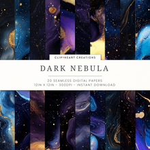 Load image into Gallery viewer, Dark Nebula Seamless Digital Papers
