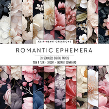 Load image into Gallery viewer, Romantic Floral Ephemera Seamless Digital Papers
