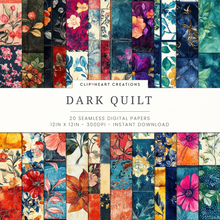 Load image into Gallery viewer, Dark Quilt Seamless Digital Papers
