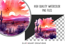 Load image into Gallery viewer, Desert Scenes Watercolor Clipart Set
