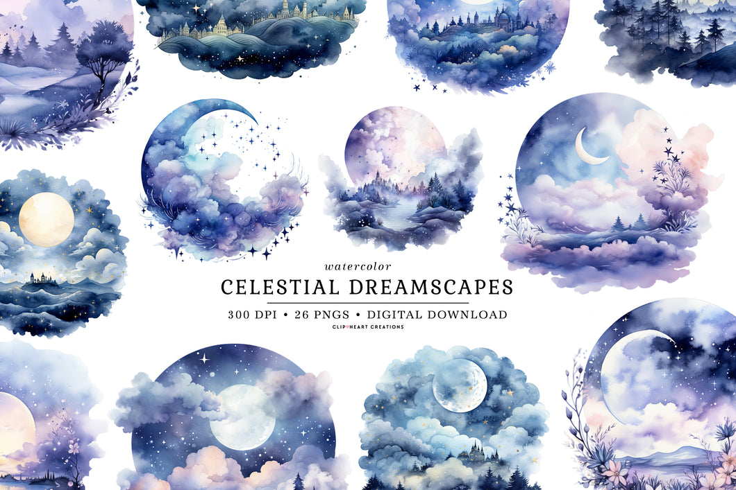 Celestial Dreamscapes Clipart Collection