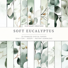 Load image into Gallery viewer, Soft Eucalyptus Seamless Digital Papers
