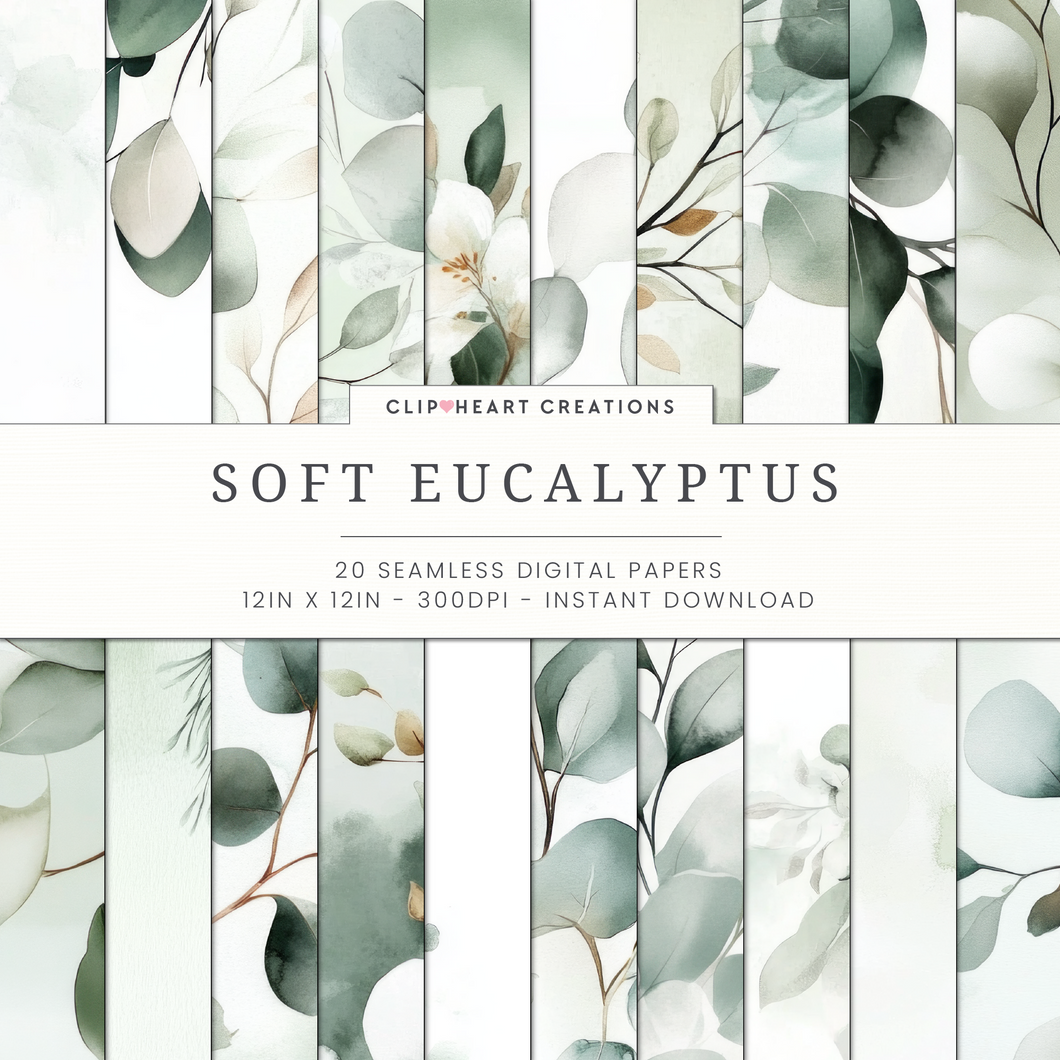 Soft Eucalyptus Seamless Digital Papers